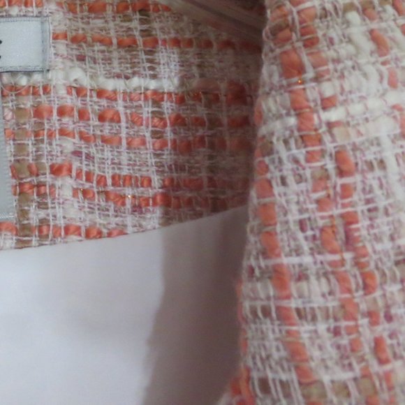 Cach'e Jacket Cream Coral Woven Textured Classic Lines Sculpted Blazer Size 8 - Picture 6 of 11